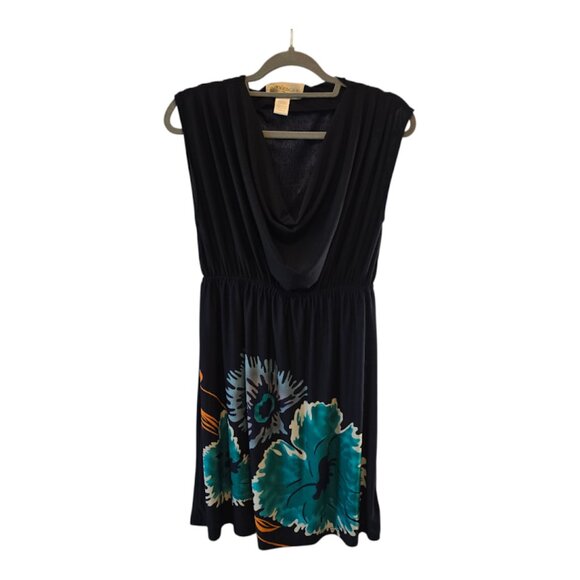 FRANCESCA'S DARK NAVY DRESS SIZE LARGE FLORAL PRINT SLEEVELESS LIGHTWEIGHT - Picture 1 of 6